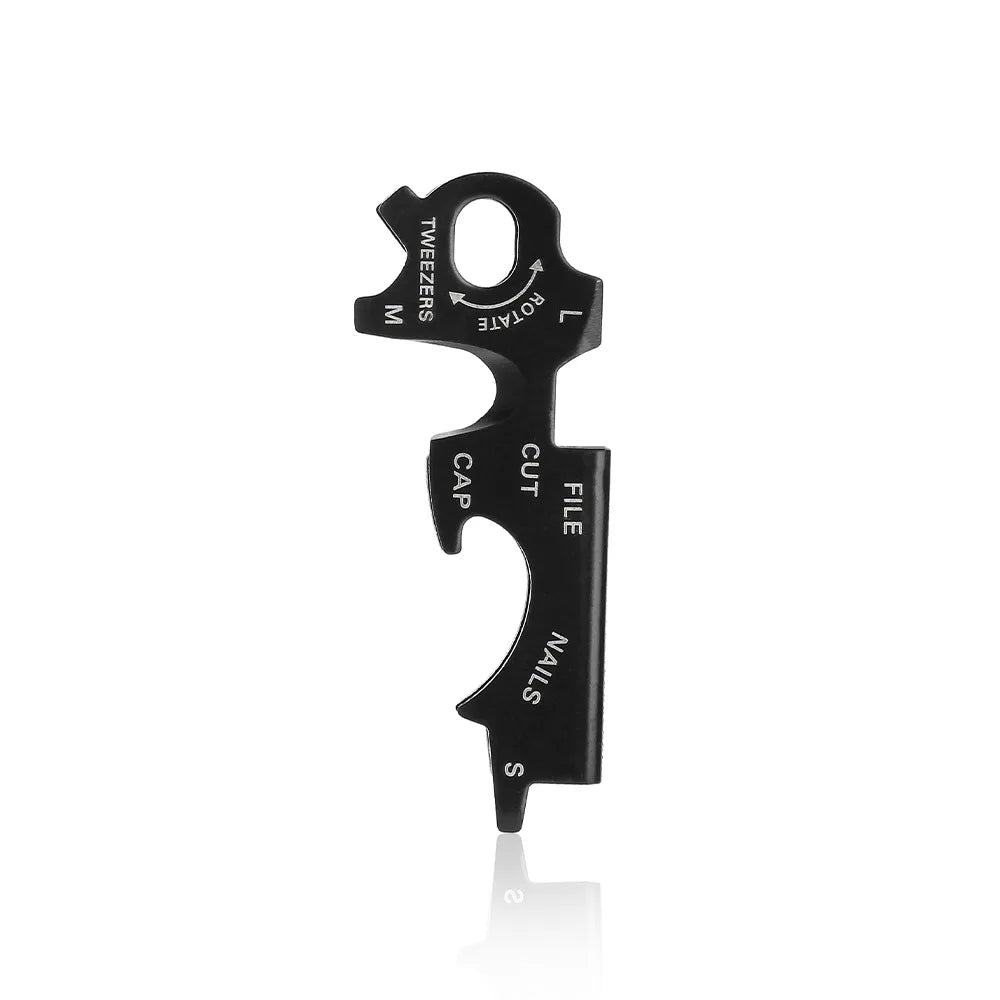 8 in 1 Outdoor Stainless Steel Keychain Multi-function EDC Tool Buckle Tweezers Nail File Bottle Screwdriver Bottle Opener