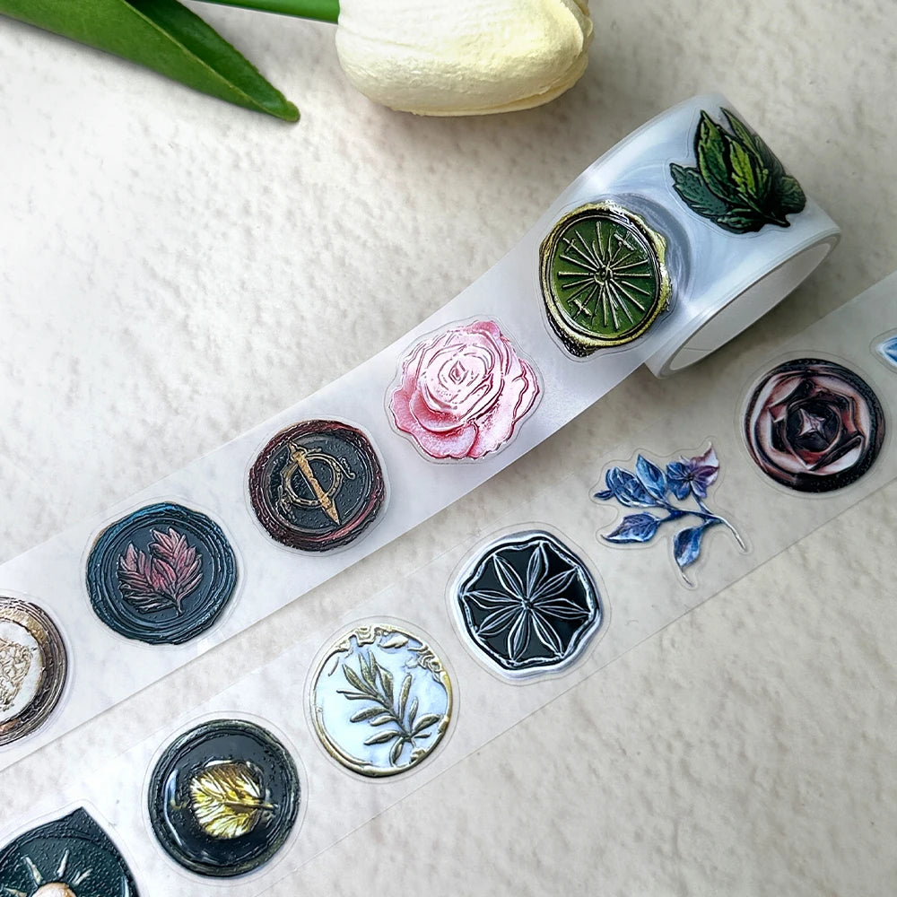 Custom High-End Journal Precut Raised 3D Gloss PET Tape Stickers Roll Manufacturer