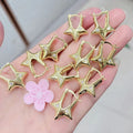 EC1963 Fashion Women's Accessories Bold 18K Gold Plated CZ Paved Thick Heart Star Hoops Earrings