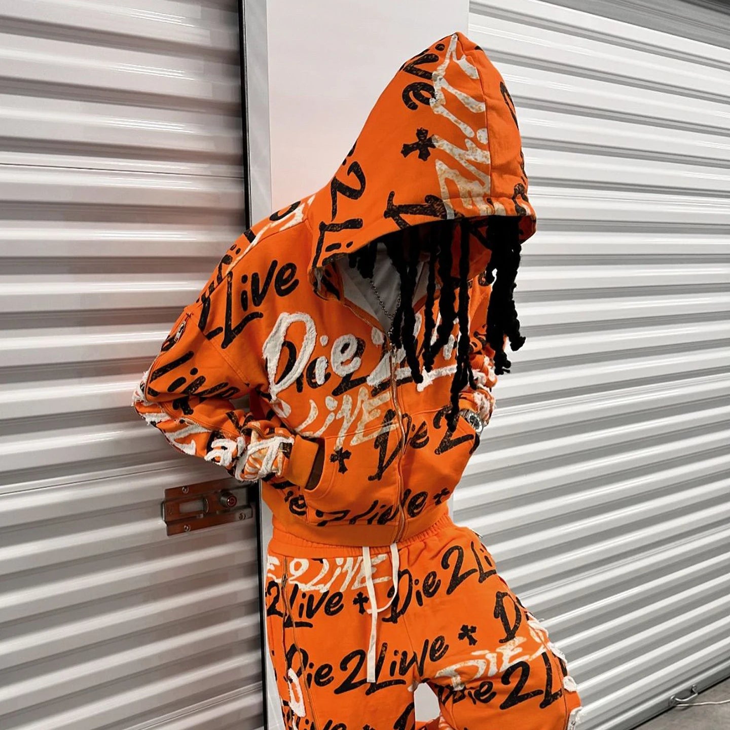 OEM Streetwear Brand Heavyweight Full Print Cropped Zip up Hoodie Men Distressed Embroidered Patch Hoodie for Men