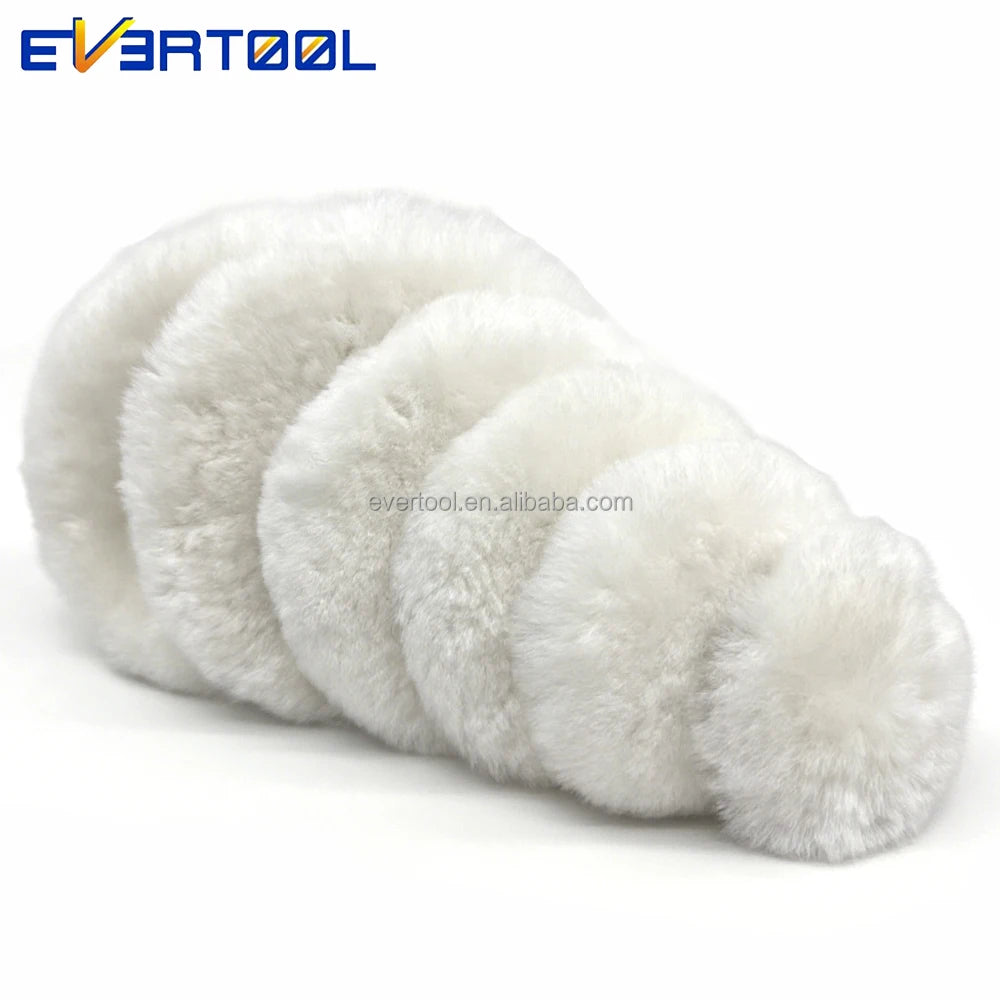 EVERTOOL 6 Inch 150 mm Premium 100% Natural Wool Buffing Pad - Waxing & Polishing for Rotary/DA Polisher