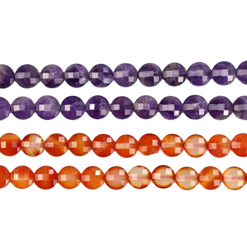 On Stock Factory Price Coin Flat Round Natural Gemstone Strawberry Quartz Beads for DIY Jewelry Making 8mm