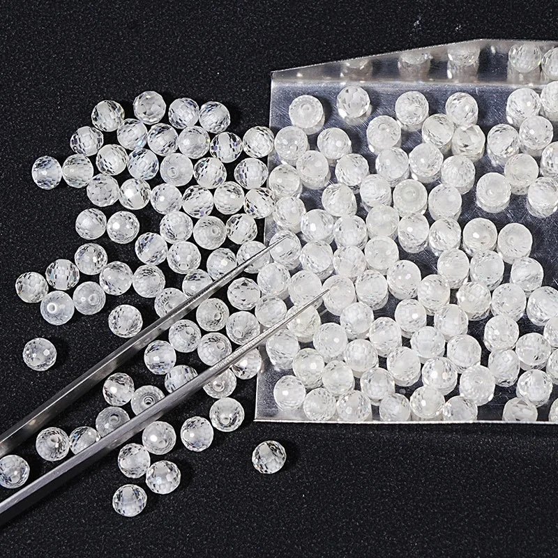 White Lab Created Multifaceted Cut 5mm/8mm Moissanite Beads Hole for Jewelry Making Color Play/Fire GRA Certified VVS1 Purity