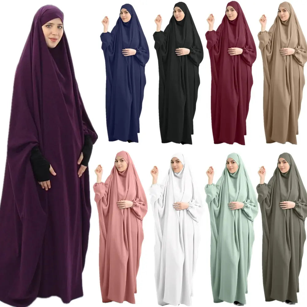 Ramadan Muslim Robe One Piece Abaya Khimar Kaftan Islamic Clothing Prayer Dress Woman Jilbab Modest Khimar Hijab Abaya