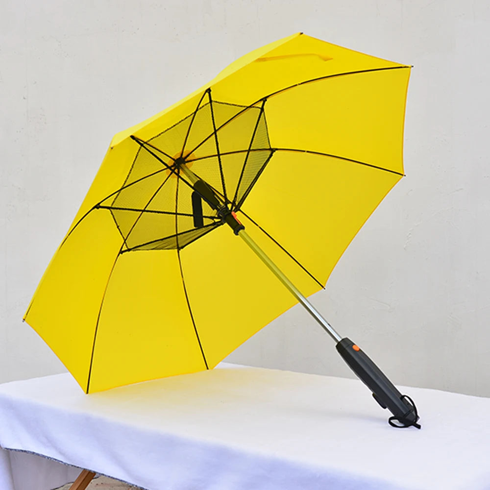 Misting Cooling Umbrella - Battery-Powered Fan Portable Outdoor for Beach Festival & Summer Activities