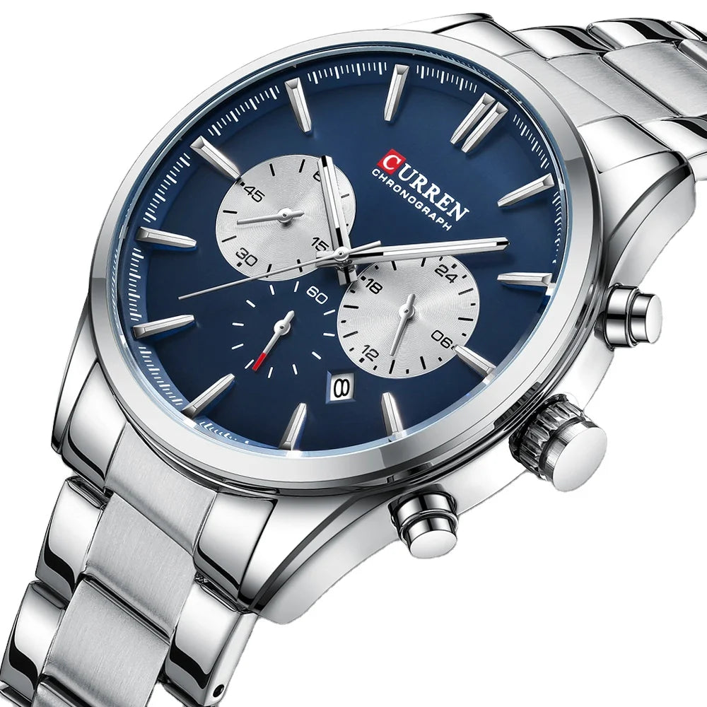 CURREN Watches Men 8446 Chronograph Analog Quartz Watch Men's Waterproof Stainless Steel Mens Wrist Watch Relogio Masculino