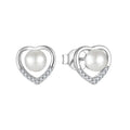 YILUN Lightweight Trendy Unique Design Freshwater Pearl 925 Sterling Silver Stud Heart Earrings Engagement Wedding Party Unisex