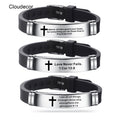 Black Adjustable Rubber Watch Band Laser Bracelet Rubber Men Bible Scripture Engraved Silicone Bracelets Custom Stainless Steel