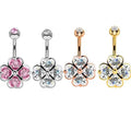 Fashion 14G Belly Button Rings 10mm Belly Bars Stainless Steel Navel Rings Belly Navel Piercing Body Jewelry Heart Flower Navel