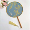 Custom Translucent Long Handle Ancient Style Group Fan With Tassel