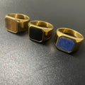 HOT VAF Natural Stone Signet Lapis Lazuli Tiger Eye Black Onyx Black Ring Anillos De Piedra Natural Batu Cincin