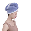 Hair Drying Towel With Button Dry Hat Bath Twist Hair Turban Cap Towel Wrap for Drying Curly Long Hair