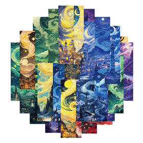 30PCS Aesthetic Landscape Bookmark Night Scene Bookmarking