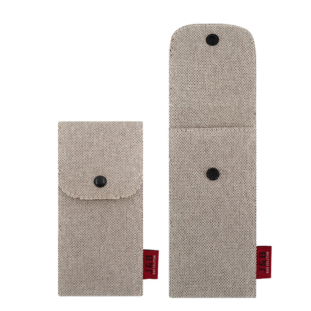 Factory Custom Small Cotton Canvas Flap Pouch with Personalized Logo Natural Brushes Pen's Stationery Gift Pouch Bag