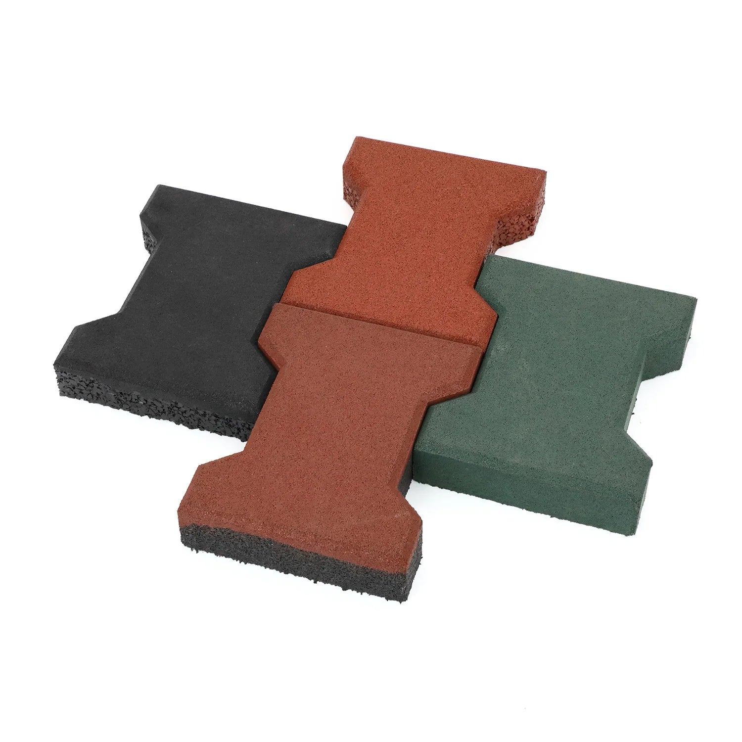 Dog Bone Shape Rubber Paver Floor Tiles for Horse Stall and Stable Playground 200x160mm Shore a 65 Hardness