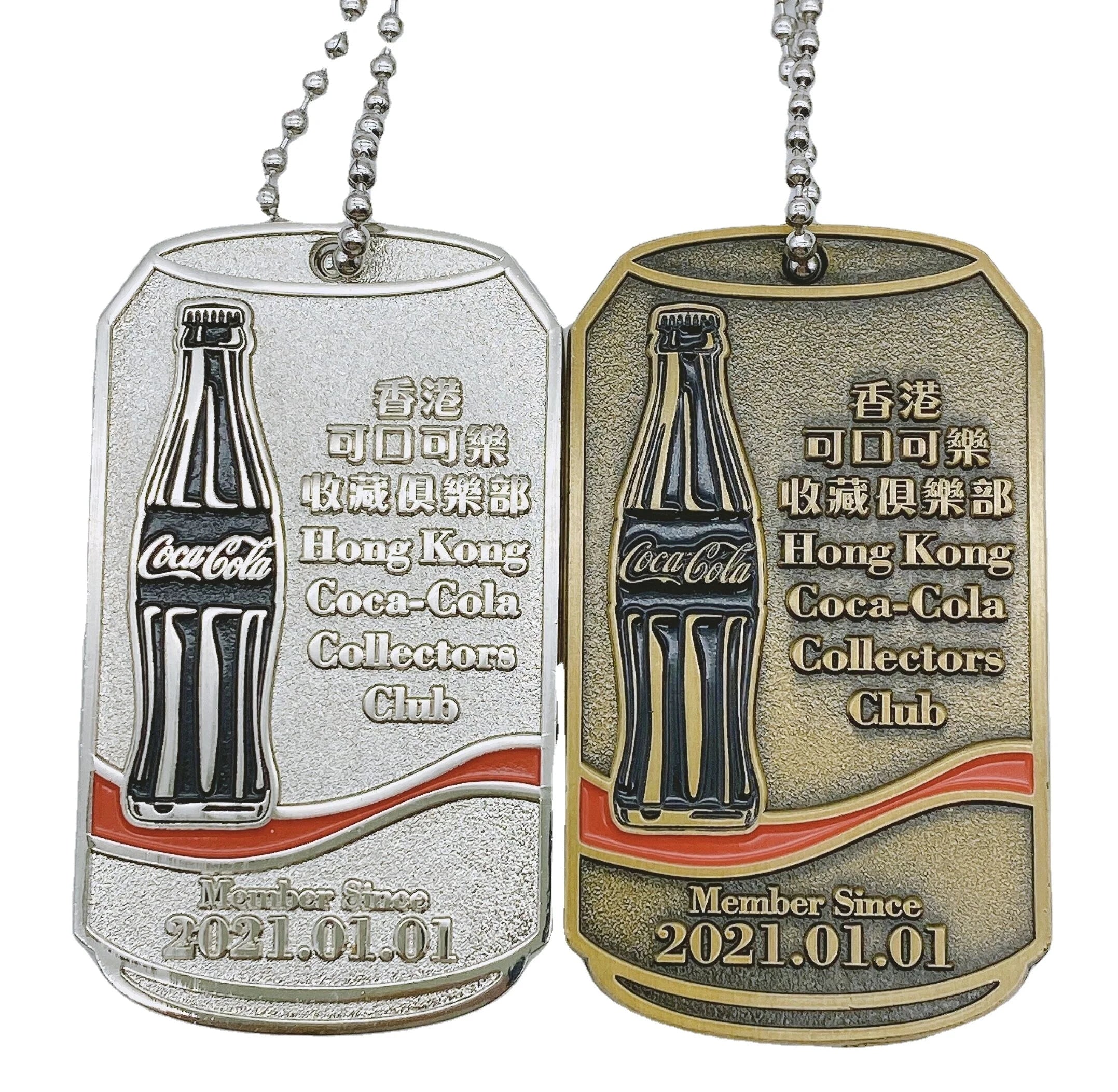 Best-selling Manufacturer's New Design Europe Coca-Cola Collection Folk Art Medal Dog Buckle Brand Bead Chain UV Printing