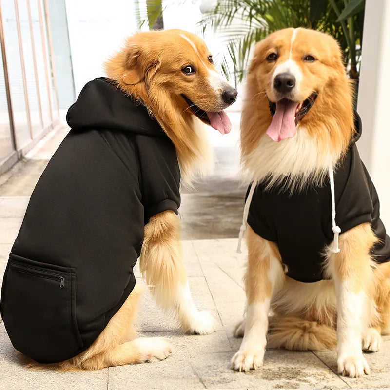 Waterproof and Warm Fleece Lined Hooded Sweater Pet Dog Coat Dog Zipper Pocket Hoodie