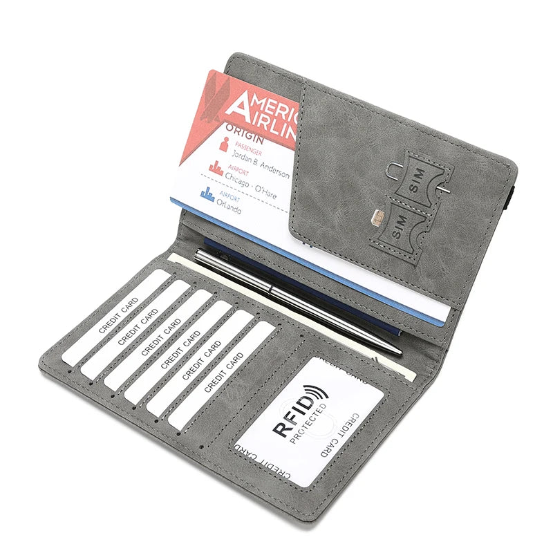 Hot selling low price PU leather passport sleeve with RFID function Cardholder travel wallet