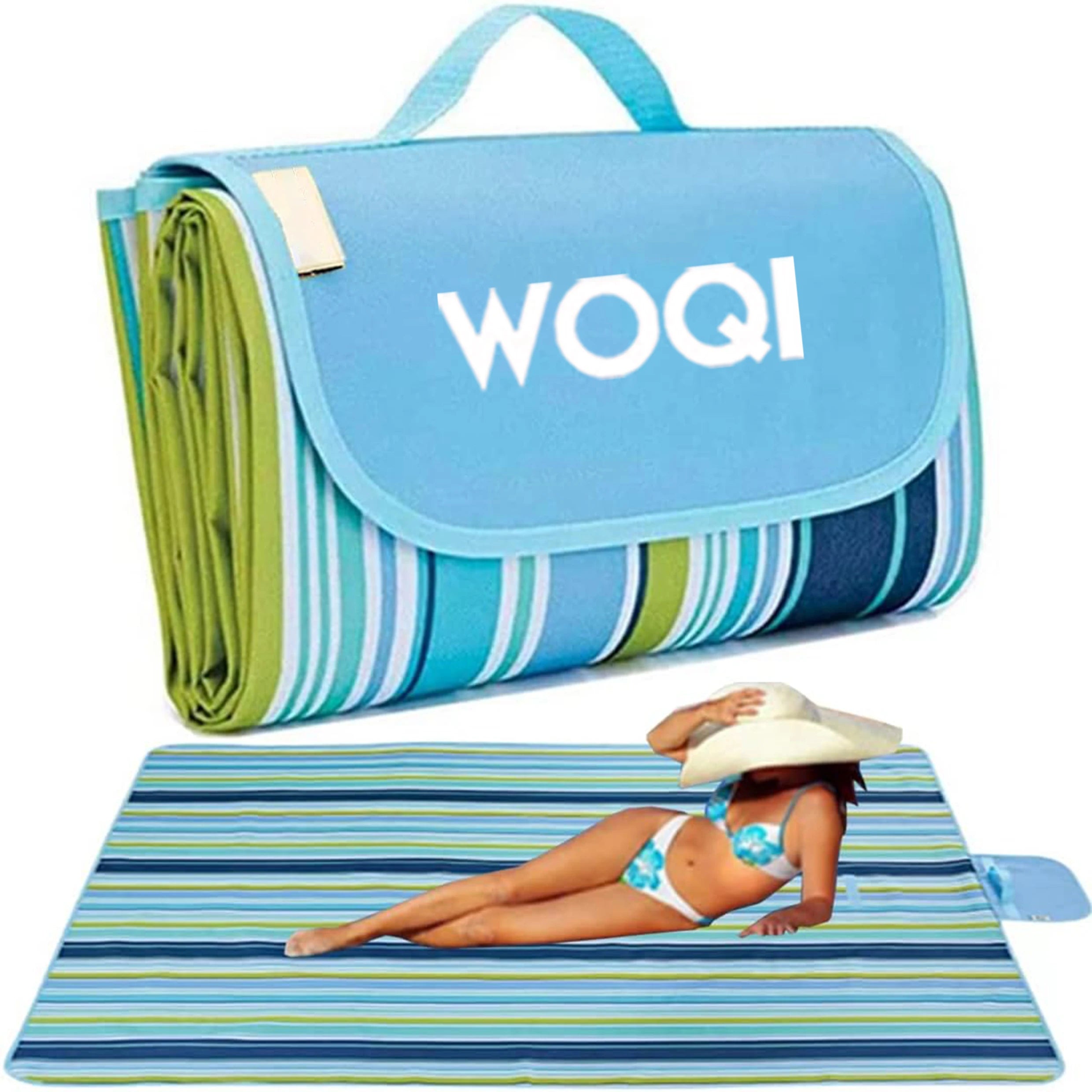 Woqi  Waterproof Sand Free Beach Mat Camping  Beach Blanket Pocket Picnic Mat Portable