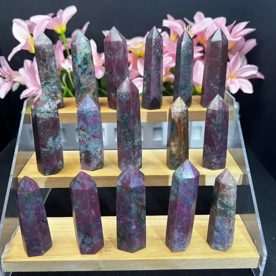 Wholesale Healing Stone Natural Quartz Crystal Tower Ruby With Kyanite Points for Decoration