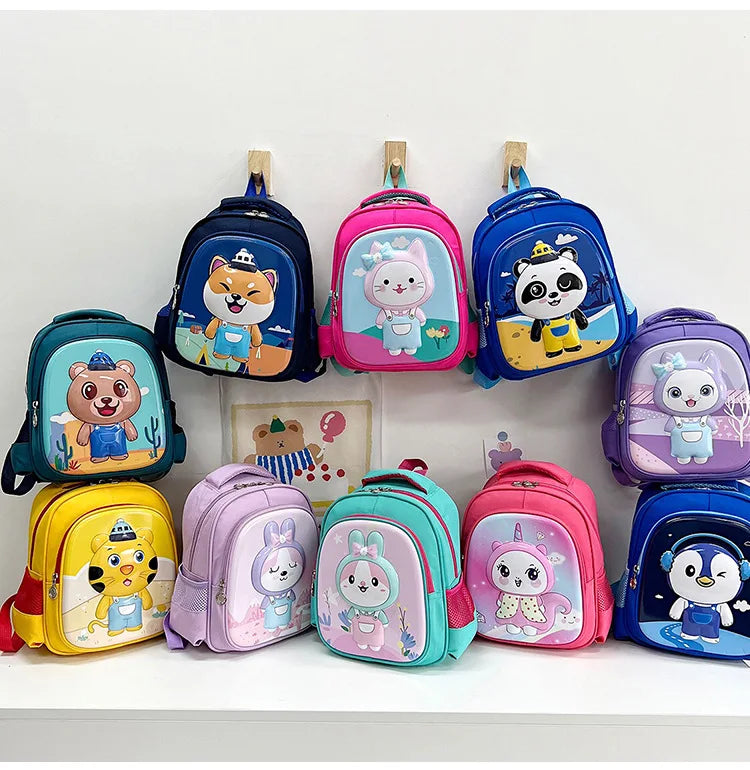 Hot New Waterproof Nylon 3D Cartoon School Backpack for Boys and Girls Large Capacity Kindergarten Bag