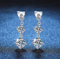 Wedding Anniversary Fine Jewelry Three Stone Dangle Earrings Sterling Silver S925 Moissanite Drop Earrings