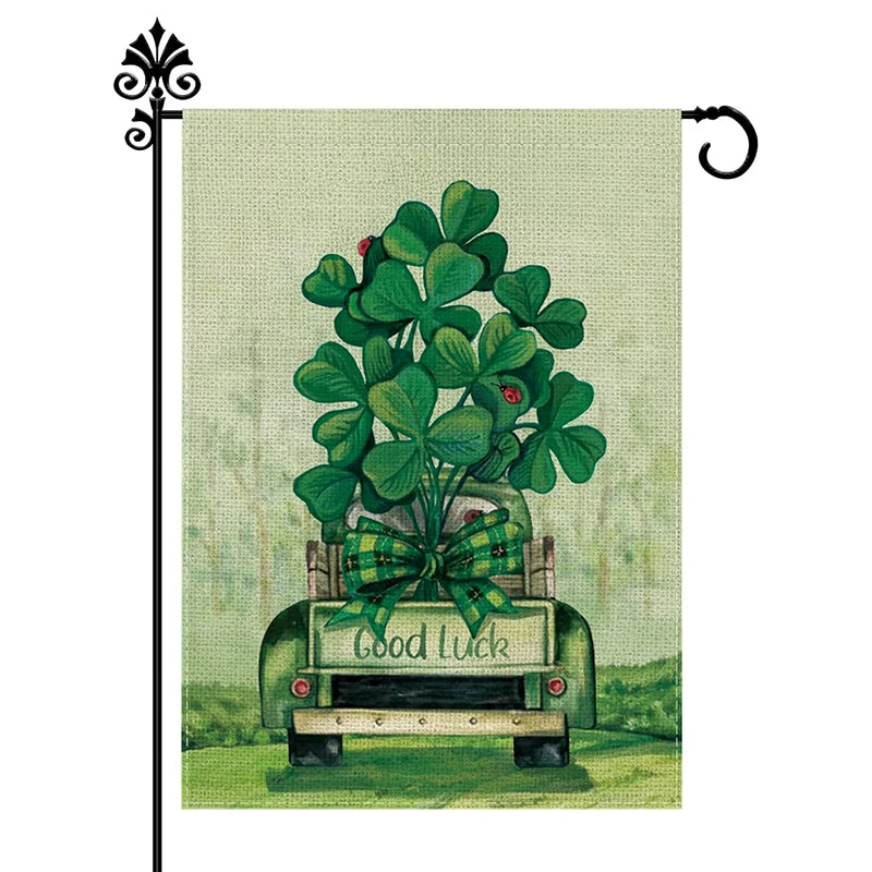 Wholesale 12 X 18 Inch Burlap Double Sided Printing Happy St Patricks Day Garden Flags Welcome Signs for Outdoor Decor