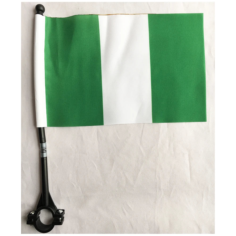 Custom Printing Bicycle Flag National Flag Polyester Handlebar Nigeria Flag  for Outdoor Cycling Decoration
