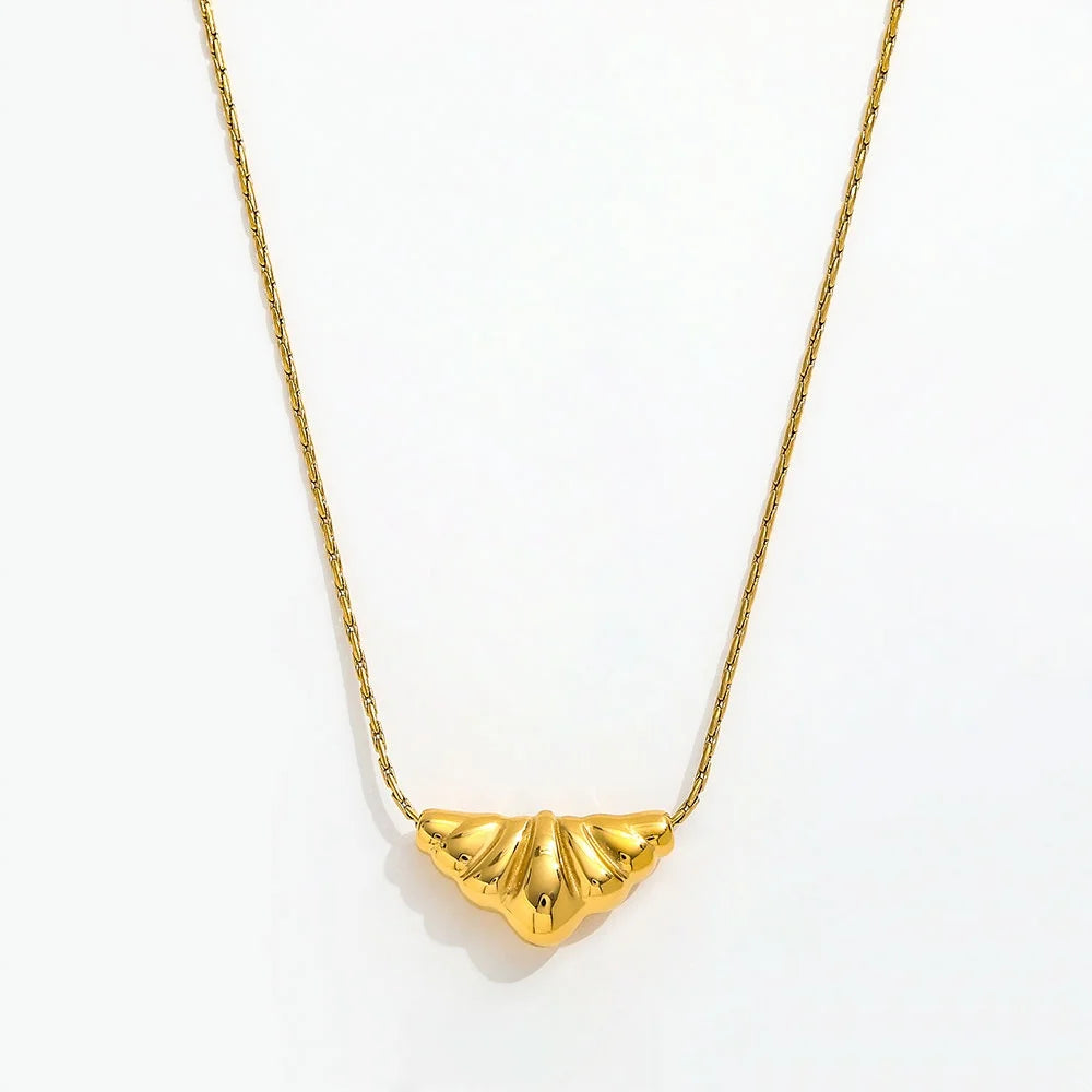 Joolim Jewelry 18K Gold Plated Triangle Croissant Pendant Necklace Dainty Chain Necklace Trendy Stainless Steel