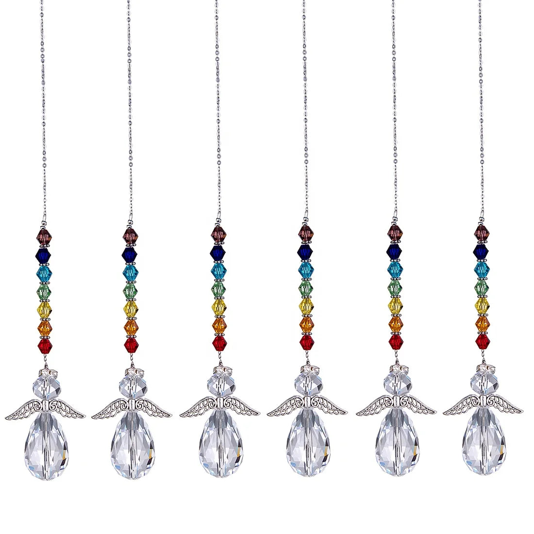Crystal Guardian Angel Pendant Car Charm for Rear View Mirror Ornament Window Garden Tree Decor