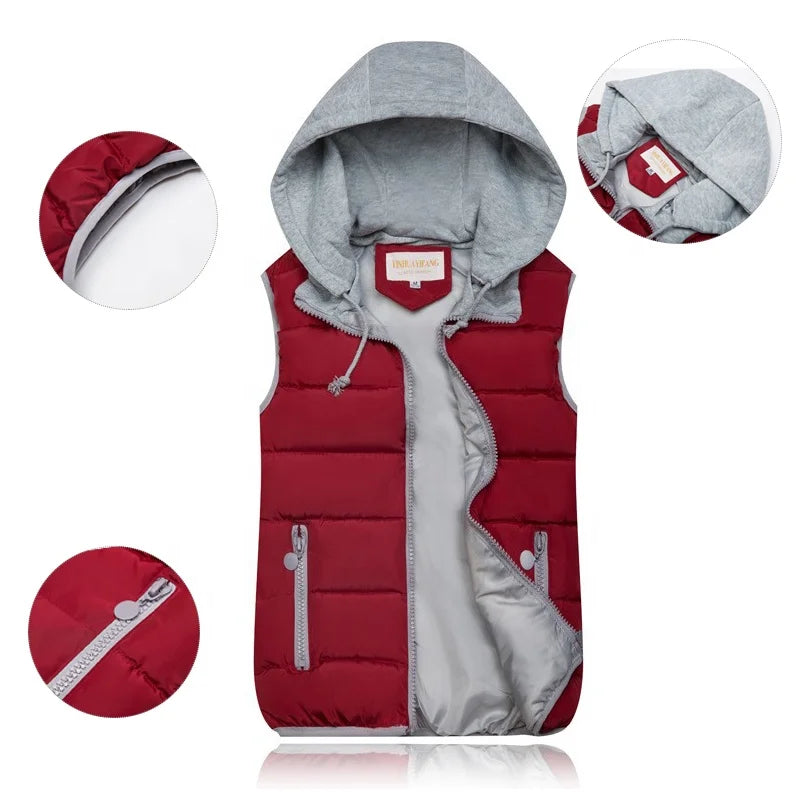Ready Ship Premium Waterproof Eco-Friendly Woolen Casual Women's Puffer Vest Quilted Thickened Warm Winter Coat Removable Hood