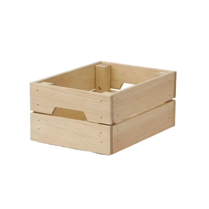 JUNJI Folk Art Style Portable Multi-Functional Pine Board Room Organizer Box with Handle Wooden Storage Crates