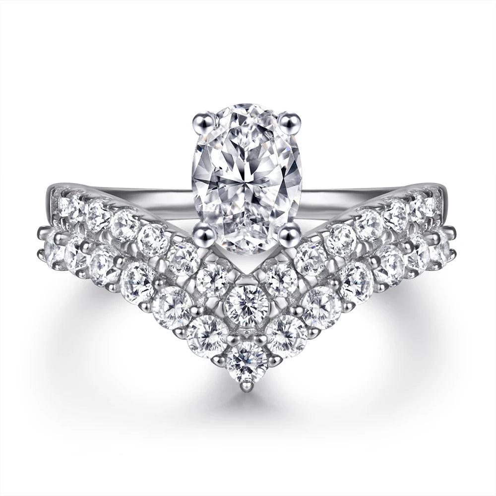 Sterling Silver 925 Jewelry Custom Design Supplier Oval Cut Rhodium Plated Zircon Ring for Engagement Vintage Wholesale OEM/ODM