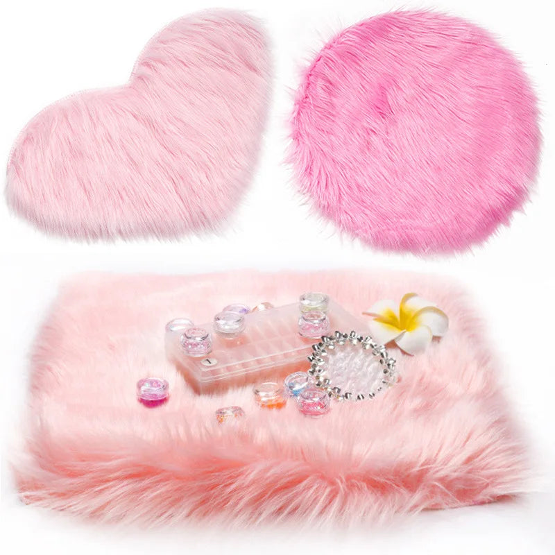 Heart Round Square Nail Mat Manicure Soft Wool Cushion Washable Hand Rest Pad Nail Table Mat