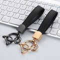 Wholesale Handmade Custom Logo Leather Key Chains Luxury with Screw Shackle Silver Gold Key Ring D-Ring Car Leather Keychain