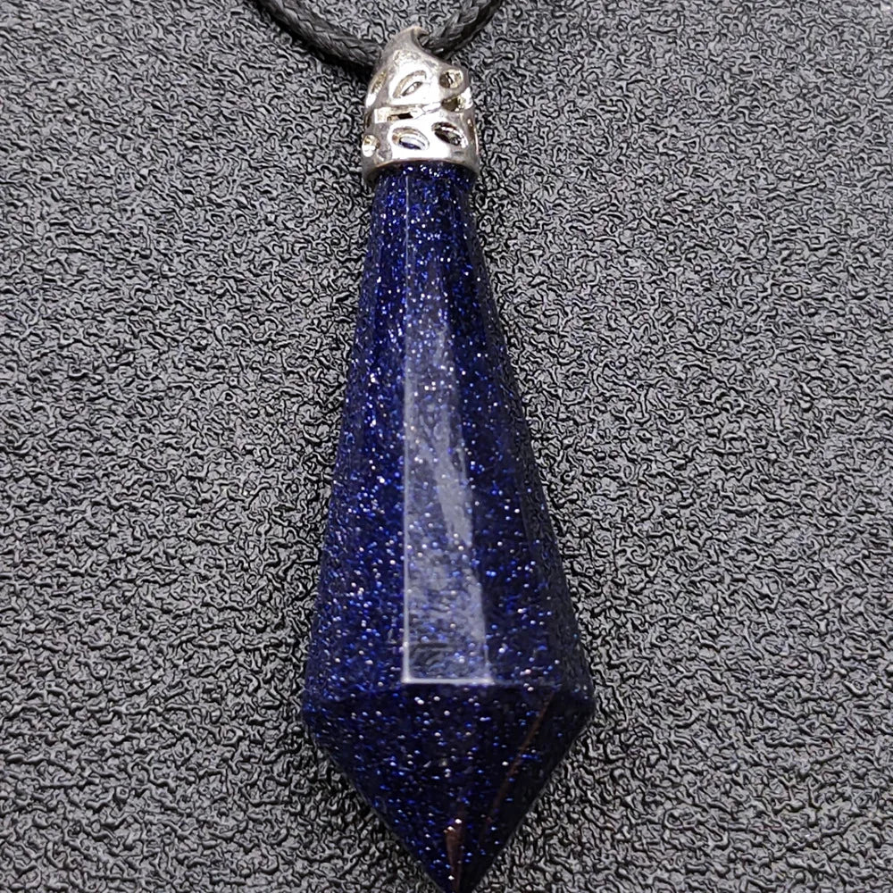 DIY semi precious stone semi precious stone Best Gift FM Energy Stone Blue Gravel Pendulum for decoration gift Crystal Crafts