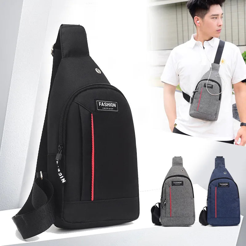 Wholesale Polyester Black Portable Men's Outdoor Sport Crossbody Custom Sling Bags for Chest