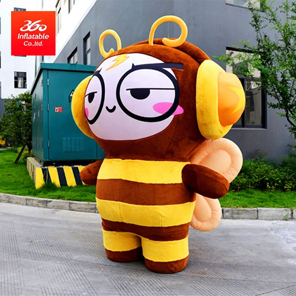 Giant Outdoor Commercial Advertising Inflatable Standing Animal Bee Model Customized Inflatable Cartoon Little Bee