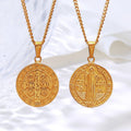 Punk Pendant Necklace Waterproof Stainless Steel Jesus Cross Saint Benedict Necklace Mens Necklaces St Michael Pendant