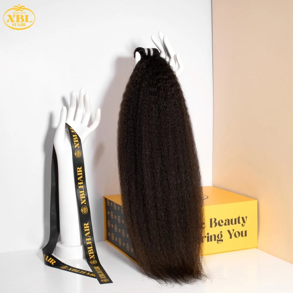 XBL One Donor Raw Kinky Straight Human Hair Bundles Cuticle Aligned