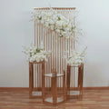 Top Home Decor for Wedding Centerpieces Table Decorations Gold 4size Rectangular Metal Wedding Flower Stand Set With Base Plate