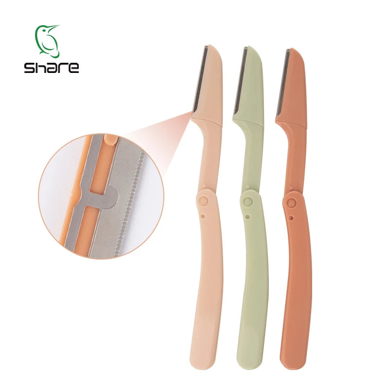 High Quality Custom Logo Wholesale Women's Makeup Tools Scalable Stainless Steel Blade Eyebrow Razor Trimmer MegaBDM