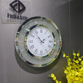 50 Silver Round Mirror Clock Crystal Sparkle Twinkle Bling Crush Diamond Glass Mirrored Large Wall Clock Home Decor Dropshipping