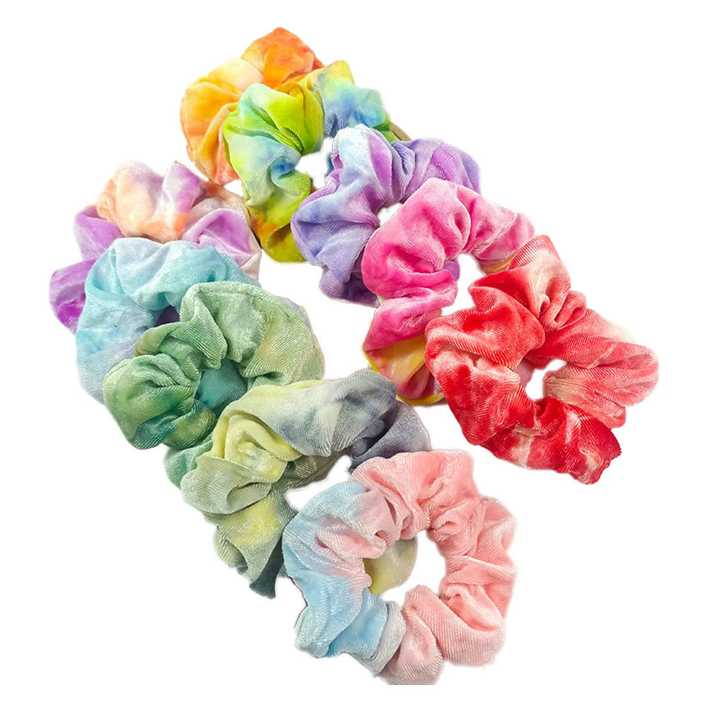Hot Selling Custom Tie-Dyed Velvet European-American Style High Quality Hair Scrunchies & Clips Ready to Ship