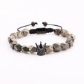 New Fashion Gemstone Faceted Natural Stone CZ Crown Charm Handmade Braided Macrame Beads Bracelet Men Women JBS11289