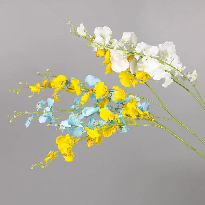 Orchid Blue 3 Forks Silk Artificial Flower Fresh Color for Hotel Restaurant Graduation Decor on Sale