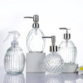 250ml Stainless Steel & Glass Screen Printed Bathroom Accessories Set for Home Bath Gift with Liquid Soap Diapers Reed Diffuser