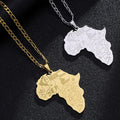 Unisex 18K Gold-plated Necklace Original Hip-hop Necklace Retro Ethnic Style Pendant Stainless Steel African Map Necklace