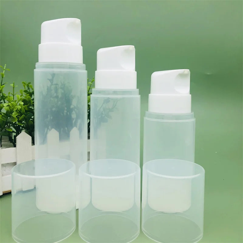 Custom Refillable Big Size Skin Care Lotion Bottles 150ml 200ml 250ml Clear Frost Airless Pump Cosmetic Bottle