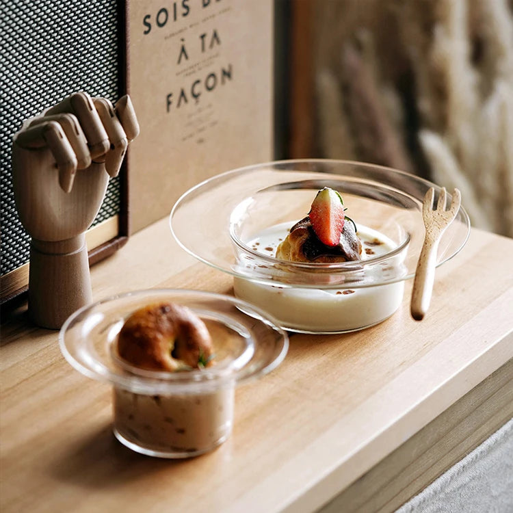 Ins High Temperature Resistant Transparent Fruit Dessert Yogurt Cup Dish Western Plate Glass Lunch Bowl